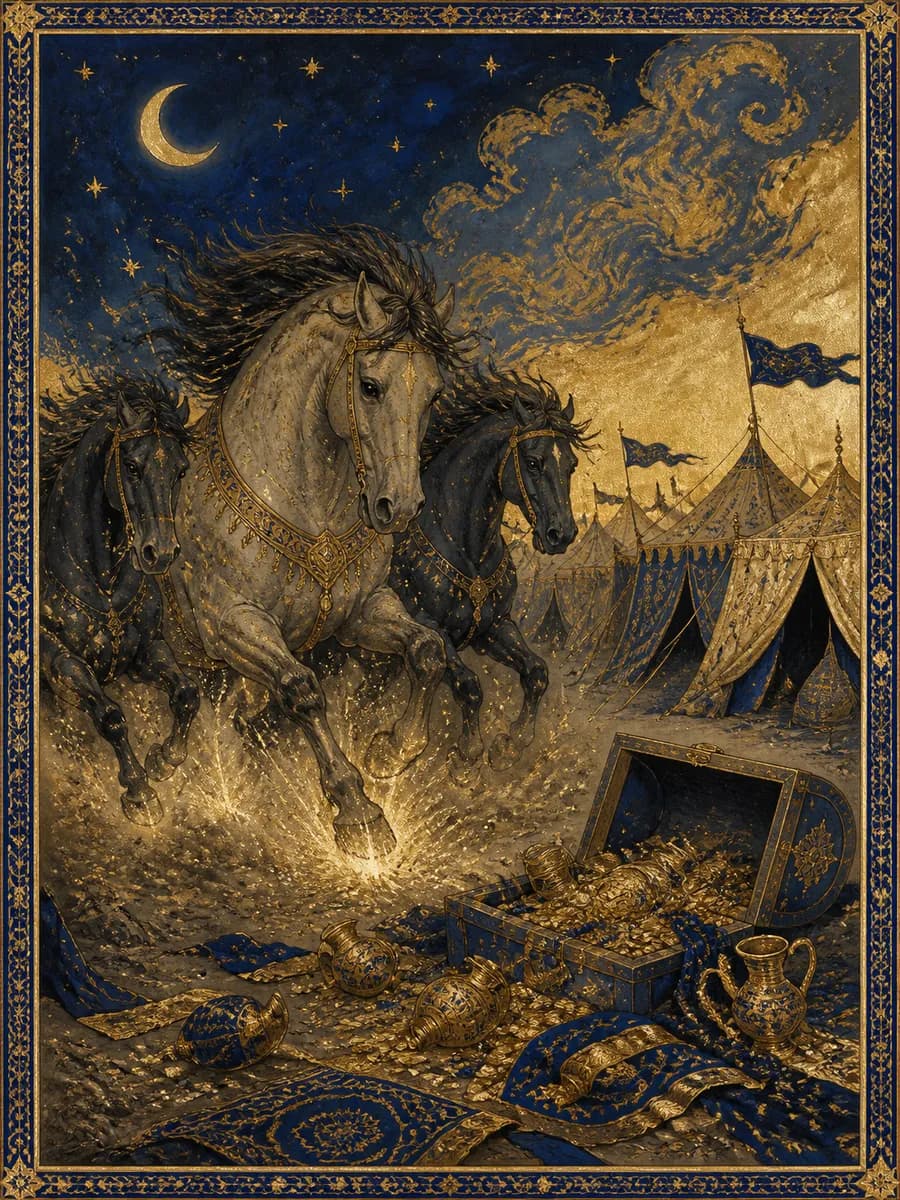 Illuminated painting for sura Al-Aadiyaat