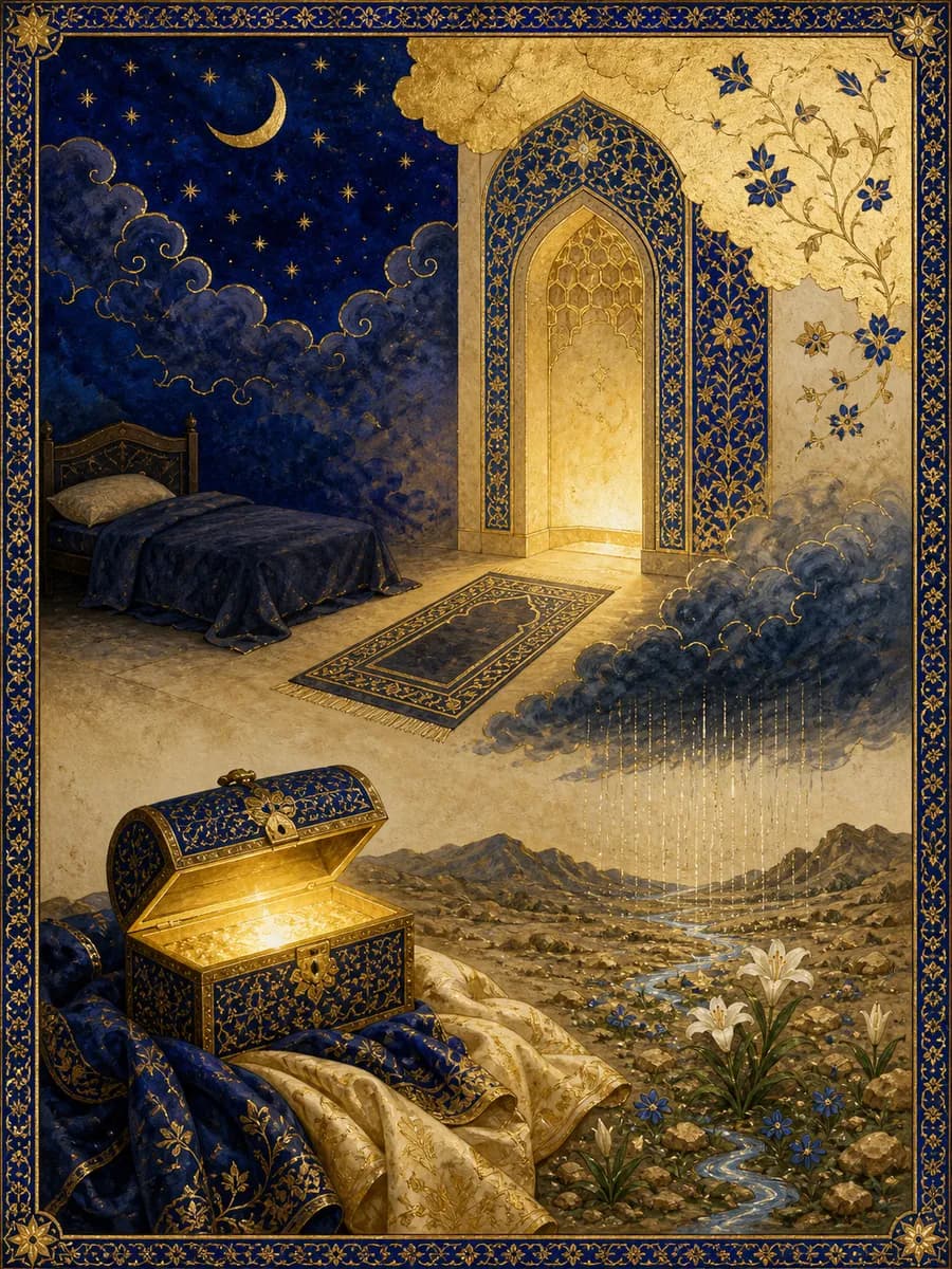 Illuminated painting for sura As-Sajda