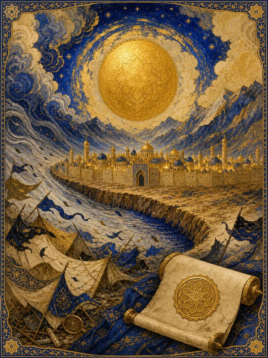 Illuminated painting for sura Al-Ahzaab