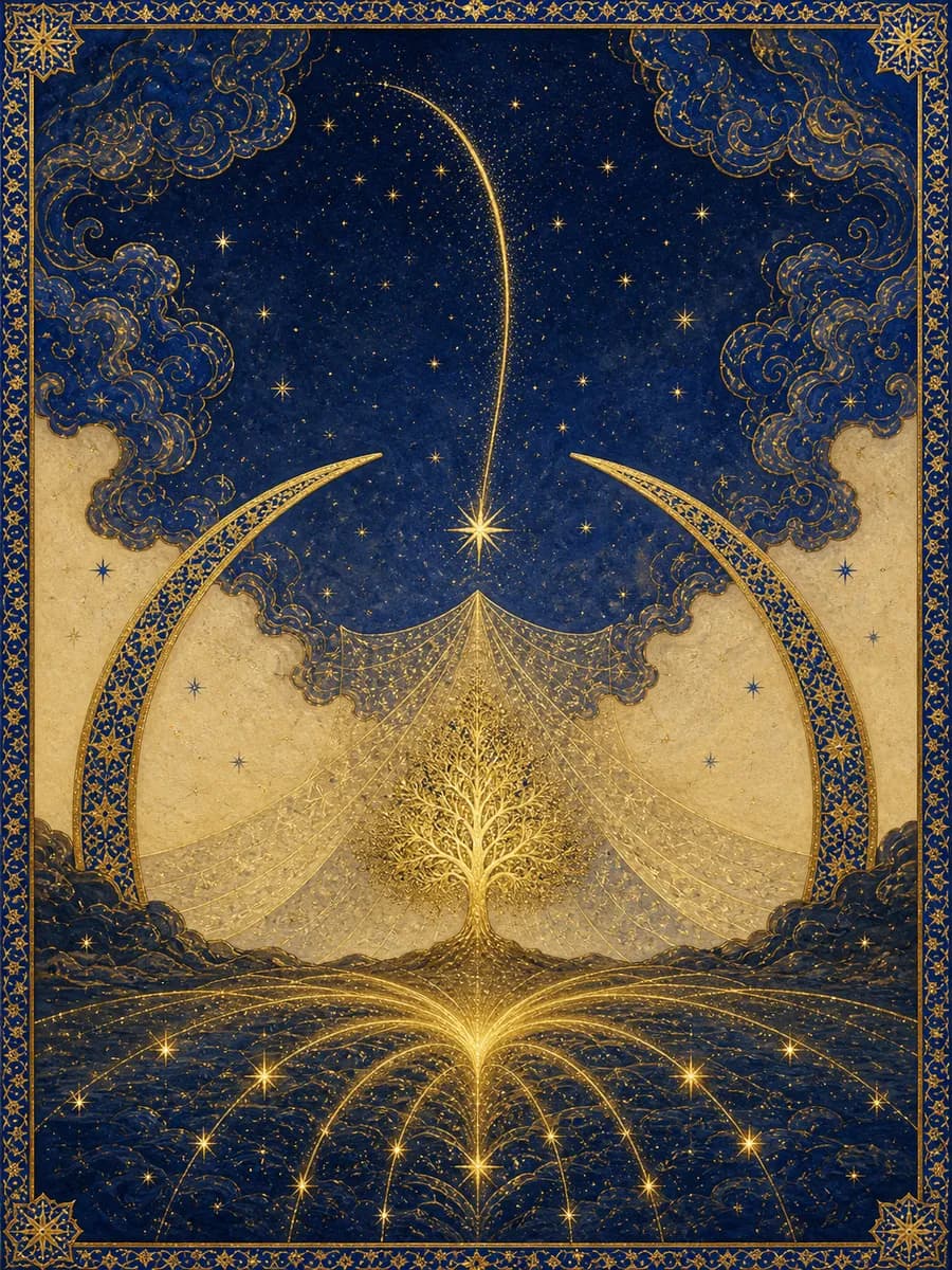 Illuminated painting for sura An-Najm