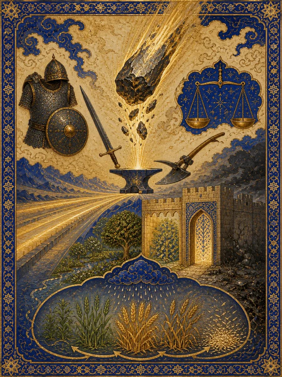 Illuminated painting for sura Al-Hadid