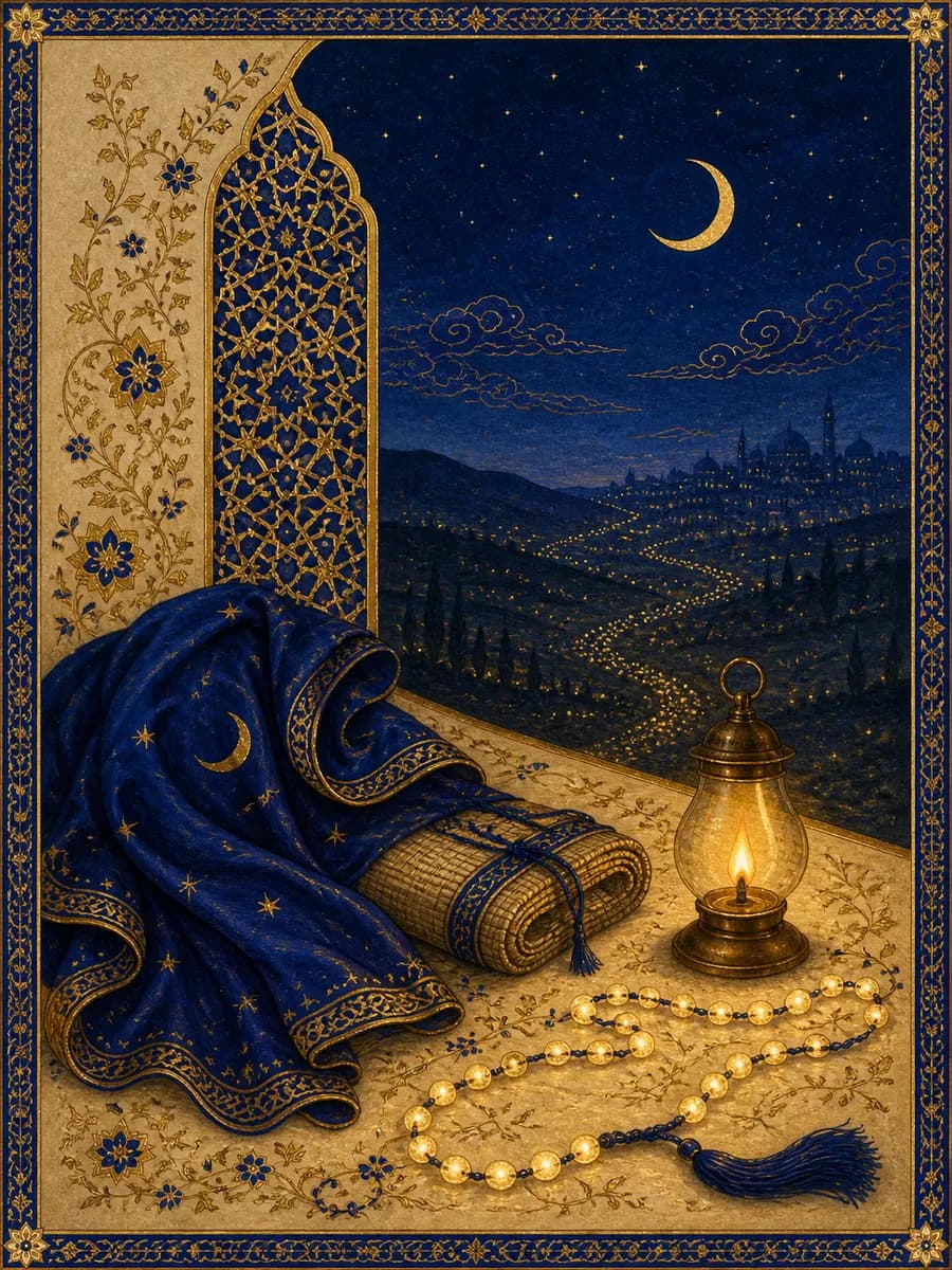 Illuminated painting for sura Al-Muzzammil