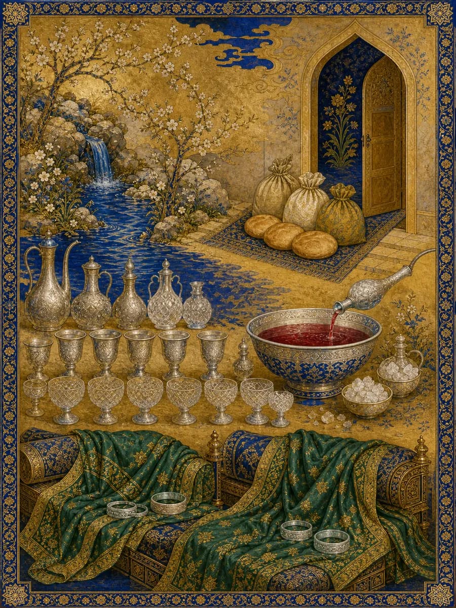 Illuminated painting for sura Al-Insaan