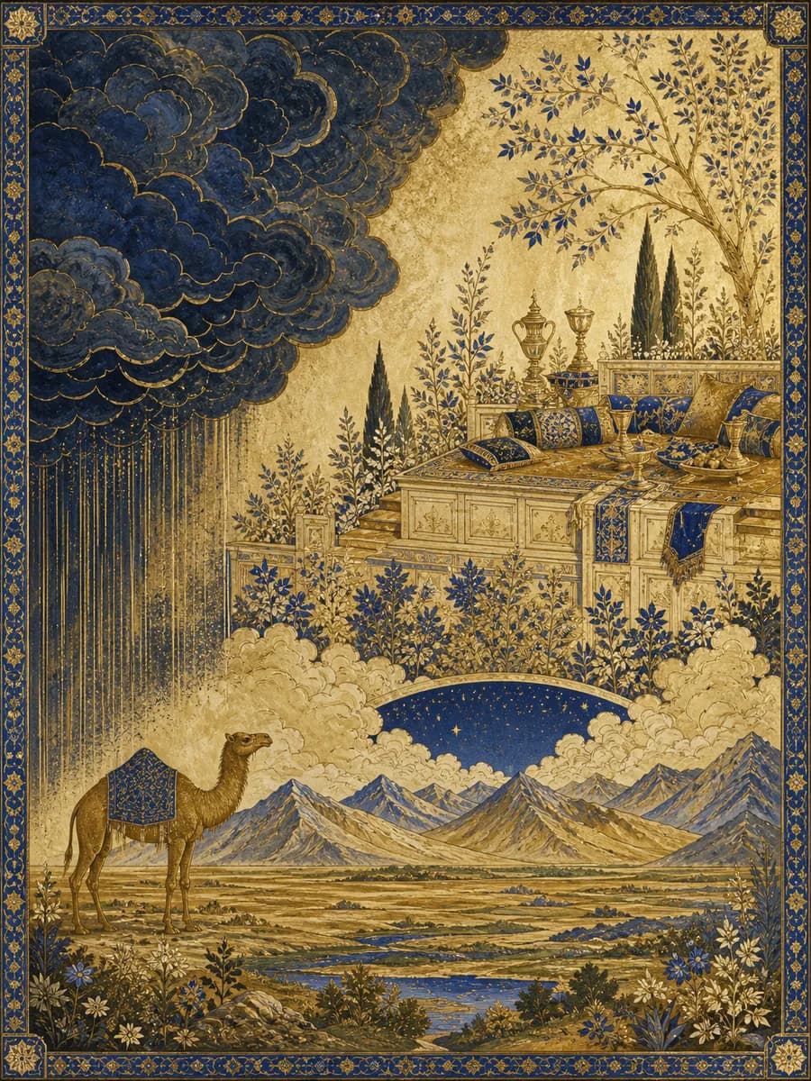 Illuminated painting for sura Al-Ghaashiya