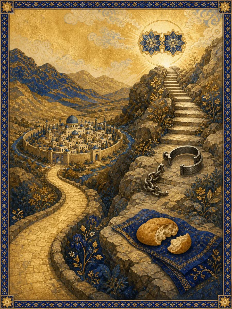 Illuminated painting for sura Al-Balad