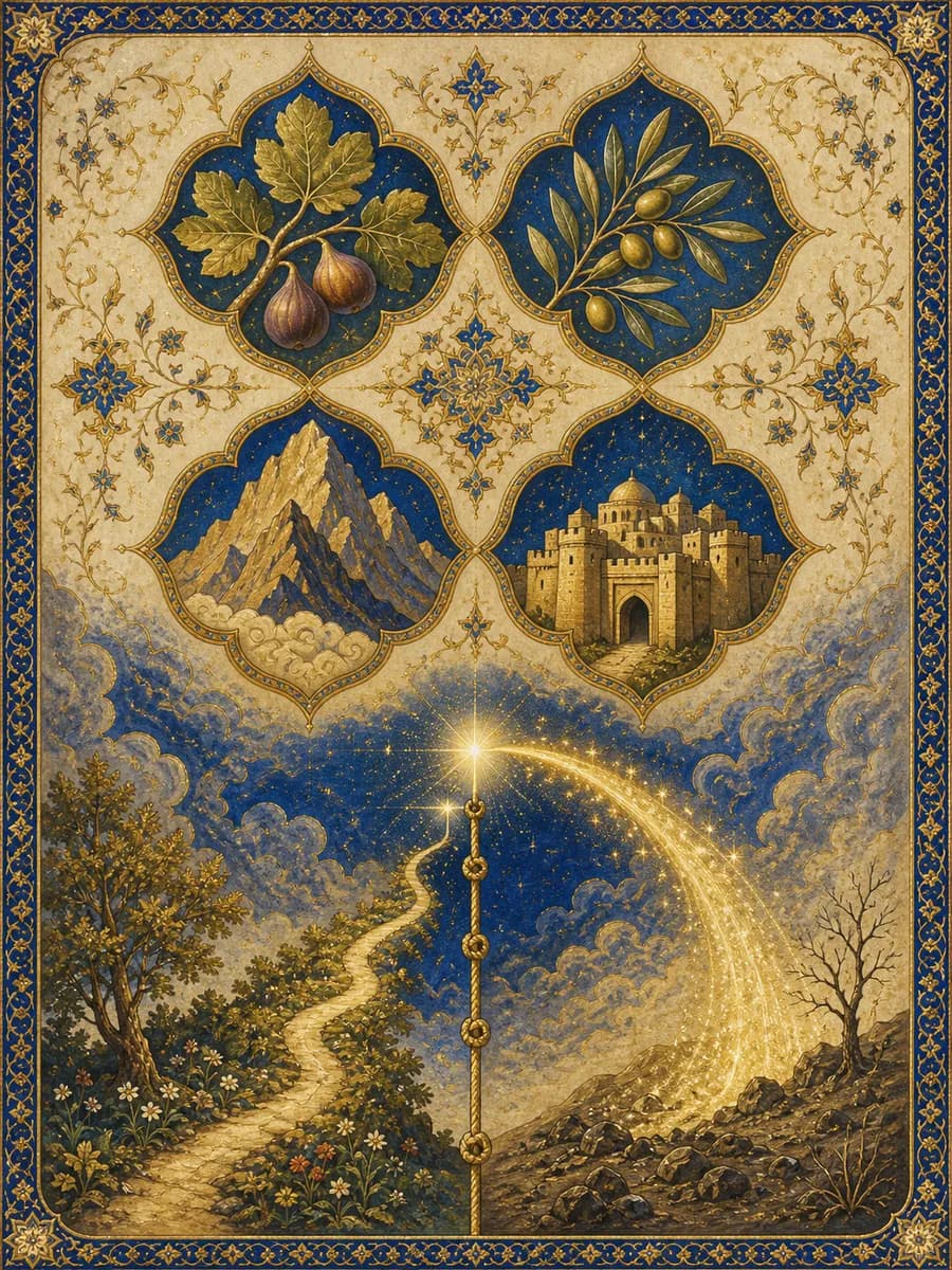 Illuminated painting for sura At-Tin