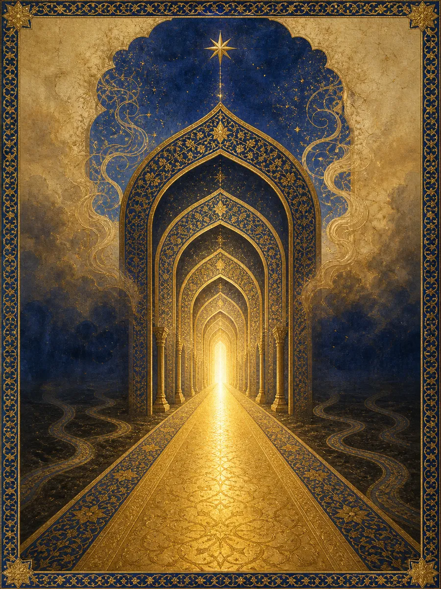 Editorial illuminated painting for Al-Faatiha, sura 1