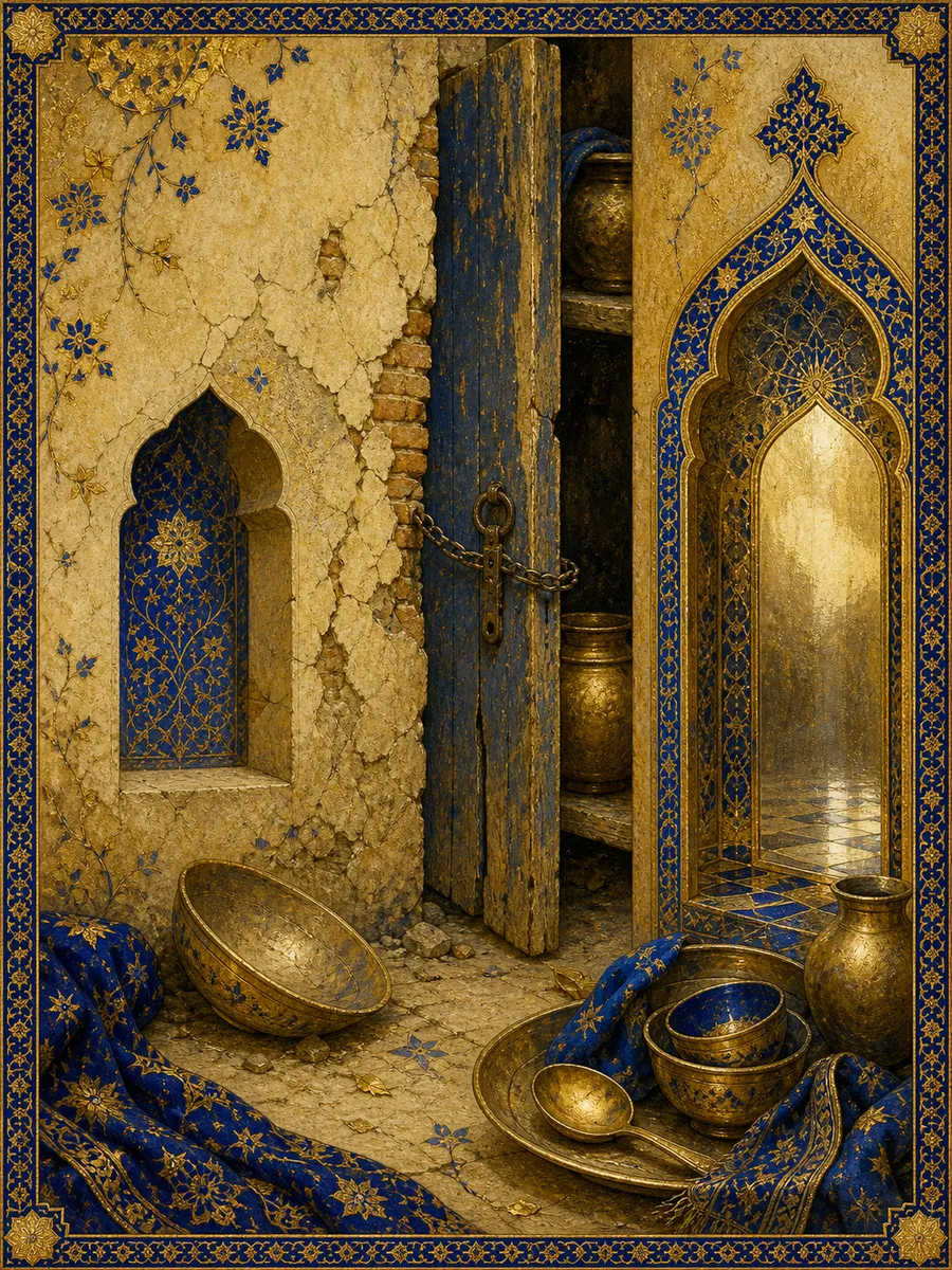 Editorial illuminated painting for Al-Maa'un, sura 107