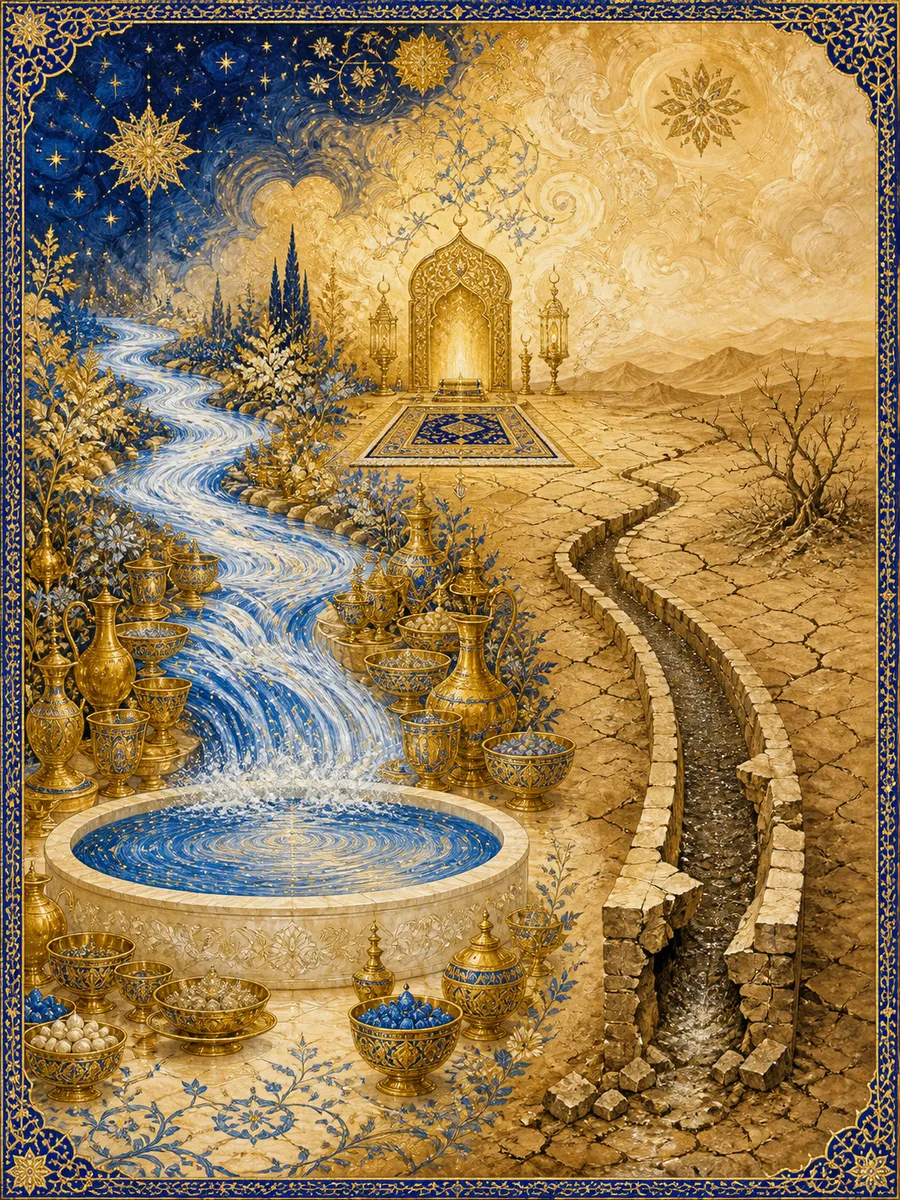 Editorial illuminated painting for Al-Kawthar, sura 108