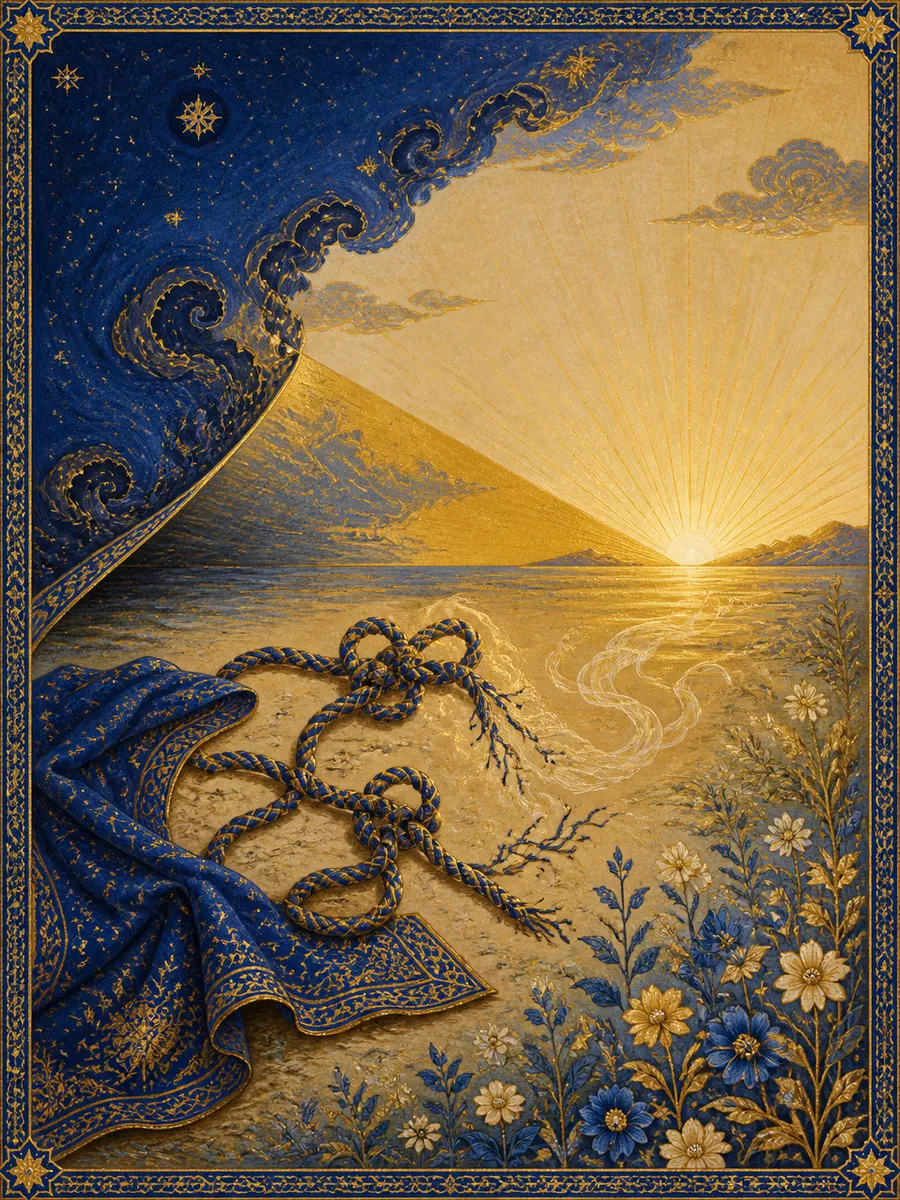 Editorial illuminated painting for Al-Falaq, sura 113