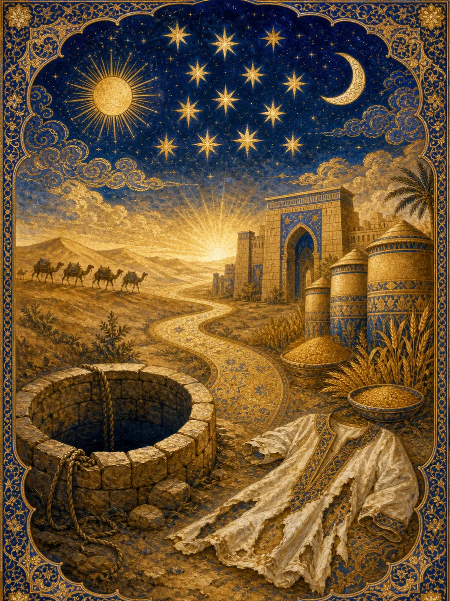Editorial illuminated painting for Yusuf, sura 12