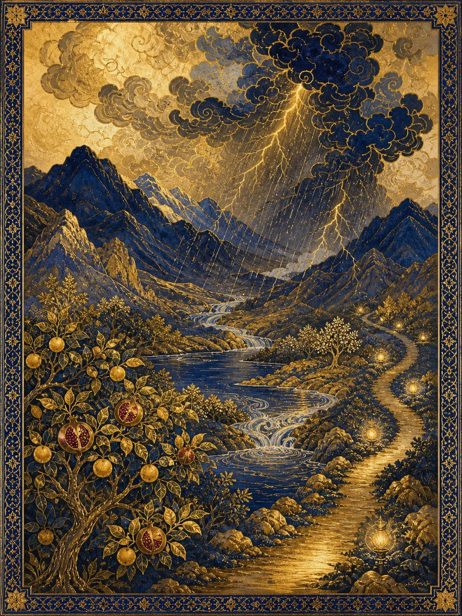 Editorial illuminated painting for Ar-Ra'd, sura 13
