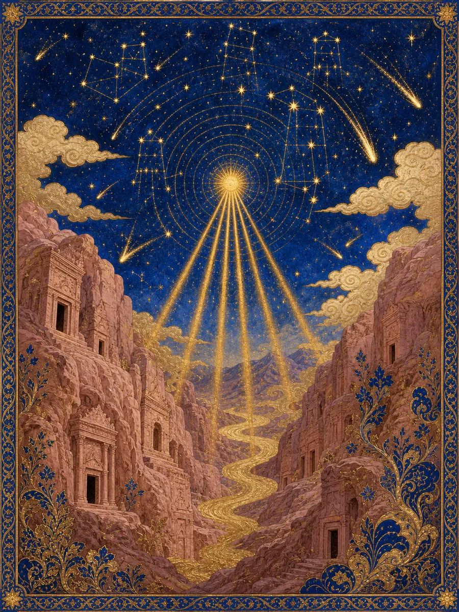 Editorial illuminated painting for Al-Hijr, sura 15