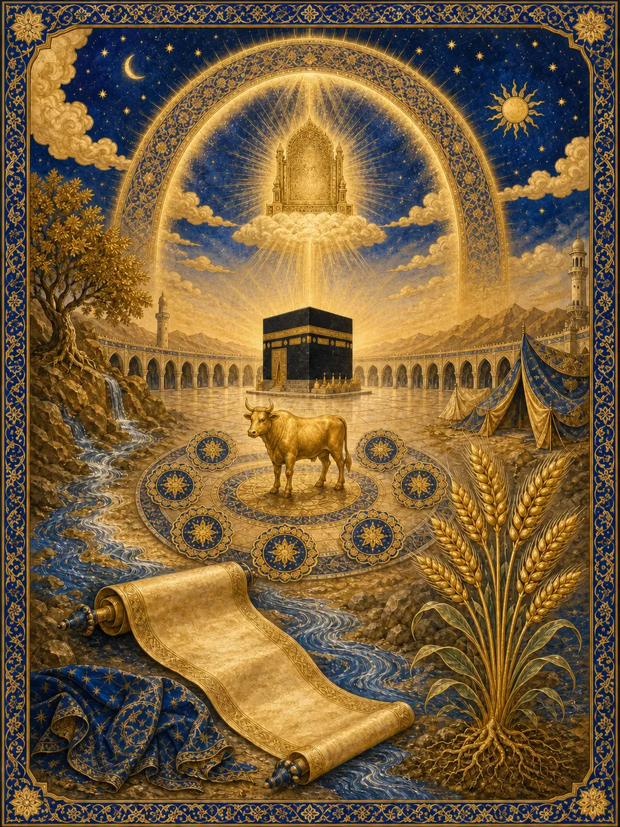 Editorial illuminated painting for Al-Baqara, sura 2