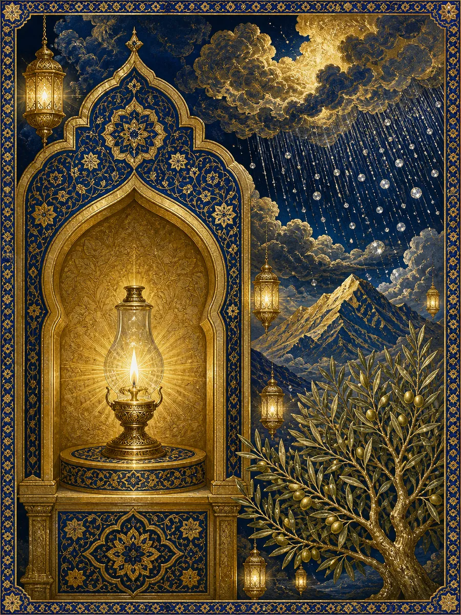Editorial illuminated painting for An-Noor, sura 24