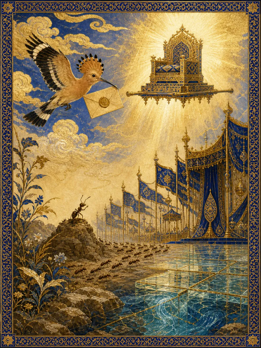 Editorial illuminated painting for An-Naml, sura 27