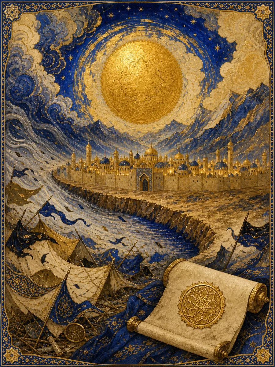 Editorial illuminated painting for Al-Ahzaab, sura 33
