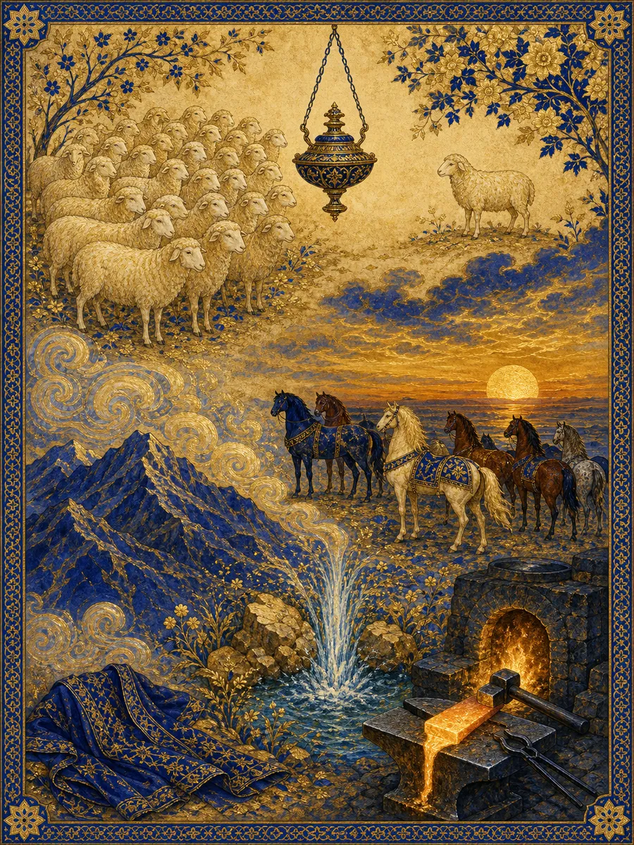 Editorial illuminated painting for Saad, sura 38