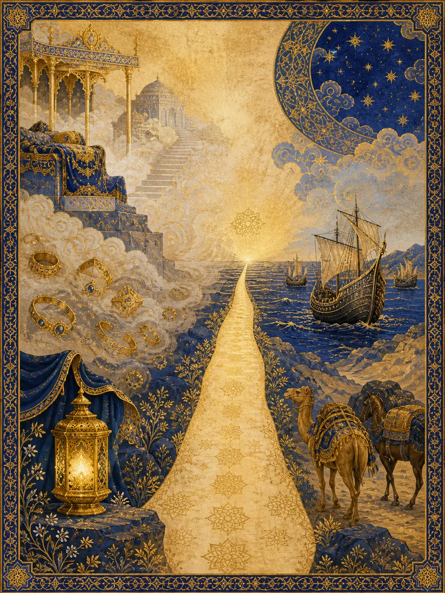 Editorial illuminated painting for Az-Zukhruf, sura 43