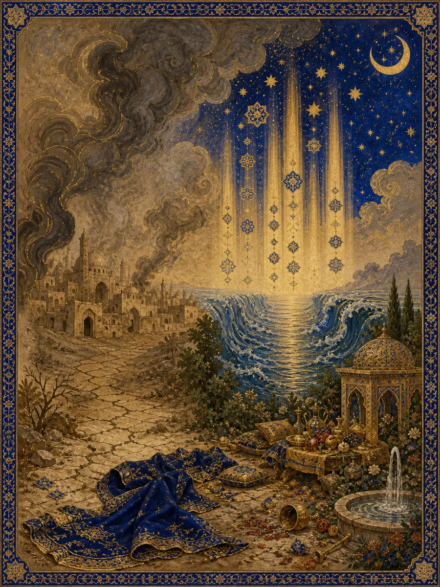Editorial illuminated painting for Ad-Dukhaan, sura 44