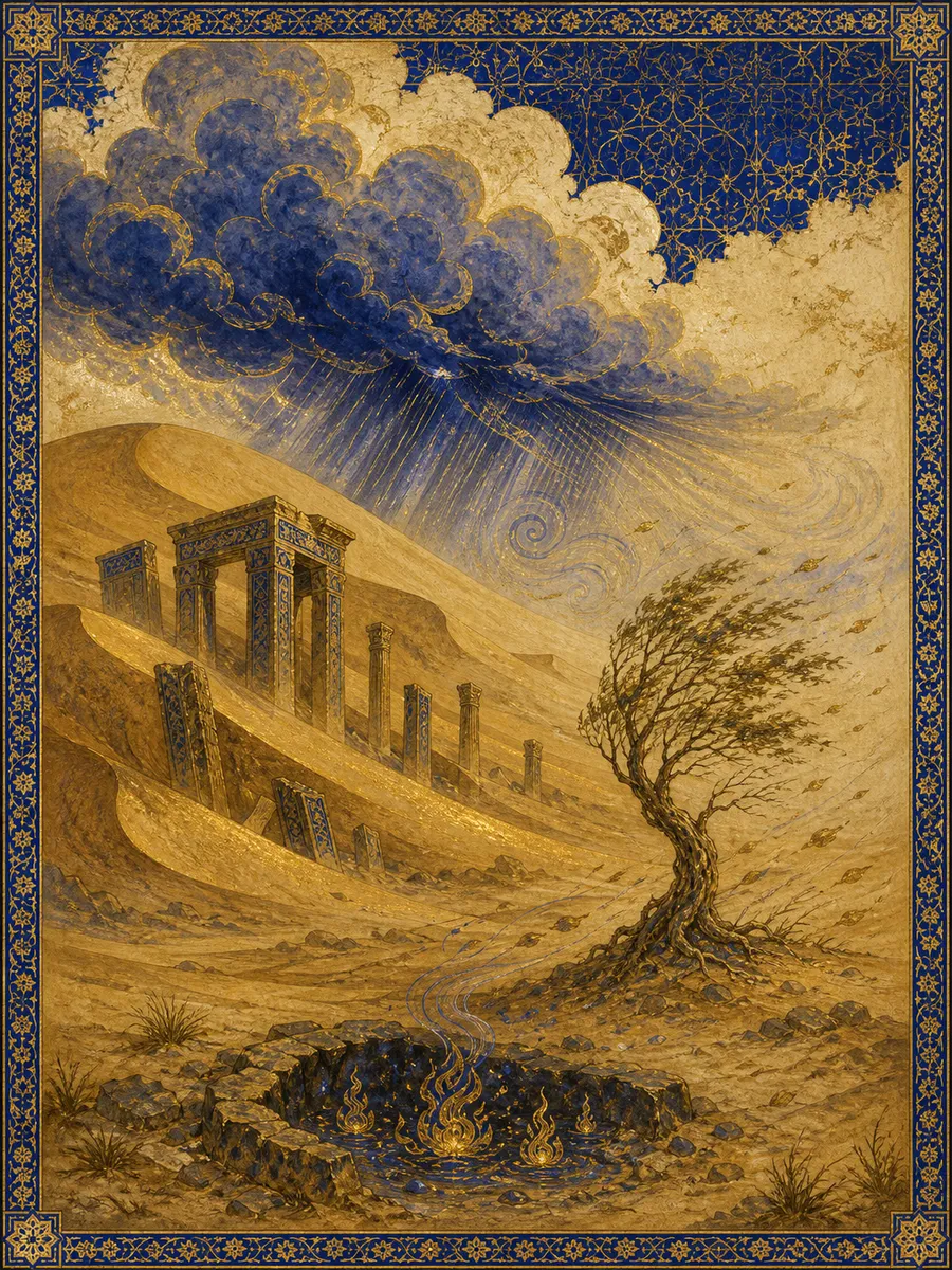 Editorial illuminated painting for Al-Ahqaf, sura 46