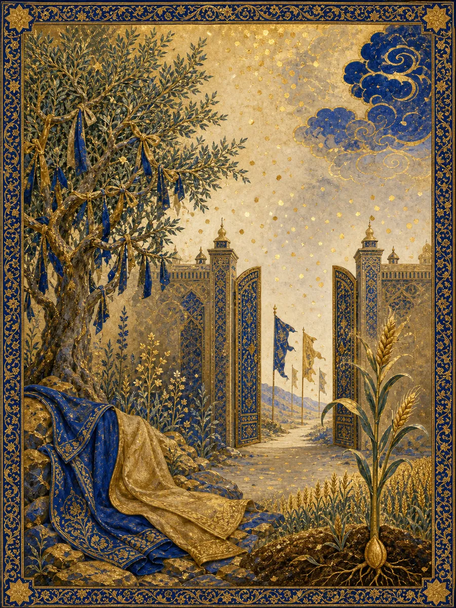 Editorial illuminated painting for Al-Fath, sura 48