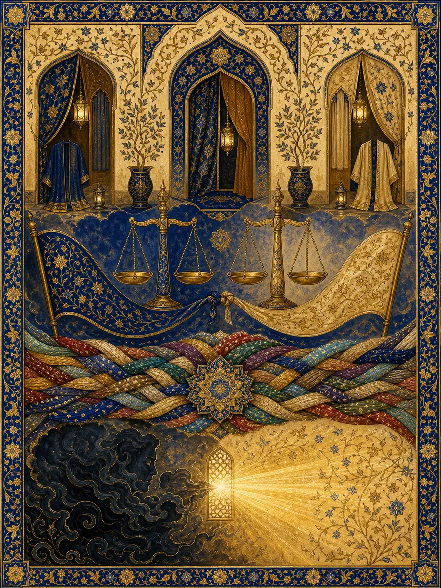 Editorial illuminated painting for Al-Hujuraat, sura 49