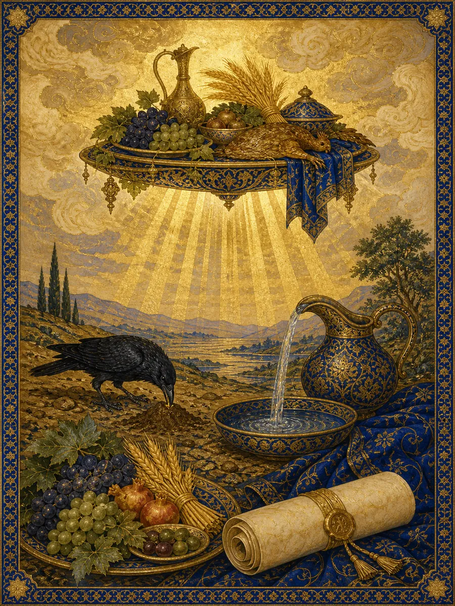 Editorial illuminated painting for Al-Maaida, sura 5