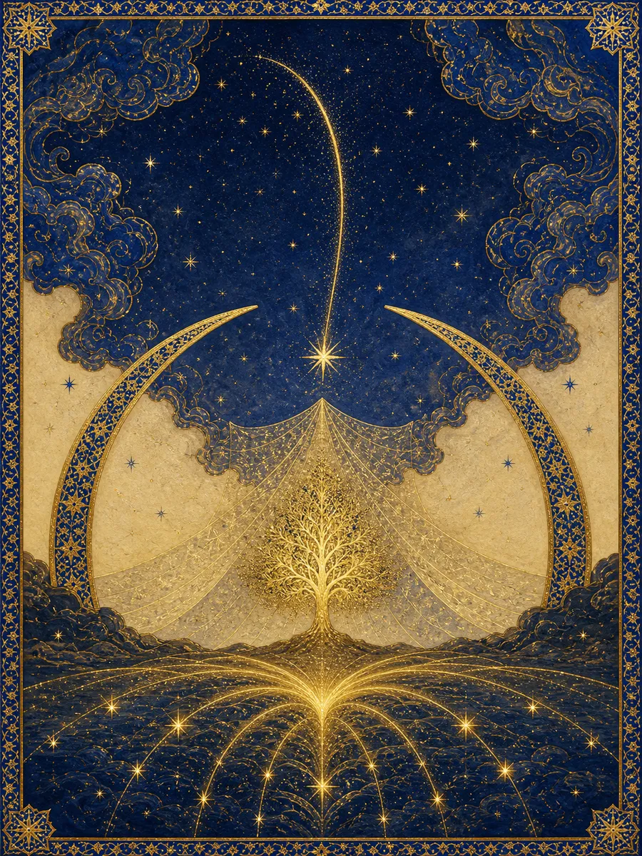 Editorial illuminated painting for An-Najm, sura 53