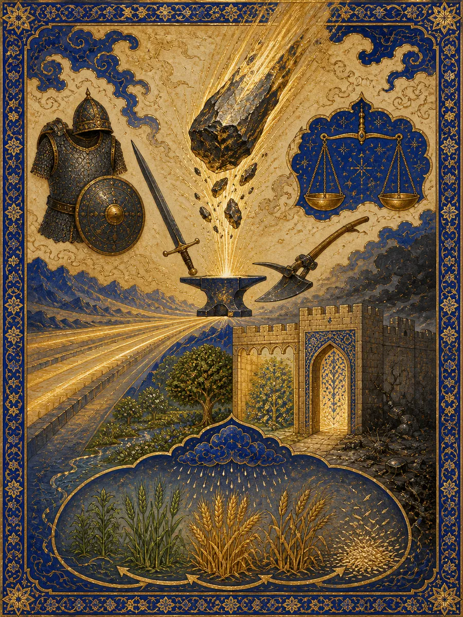 Editorial illuminated painting for Al-Hadid, sura 57