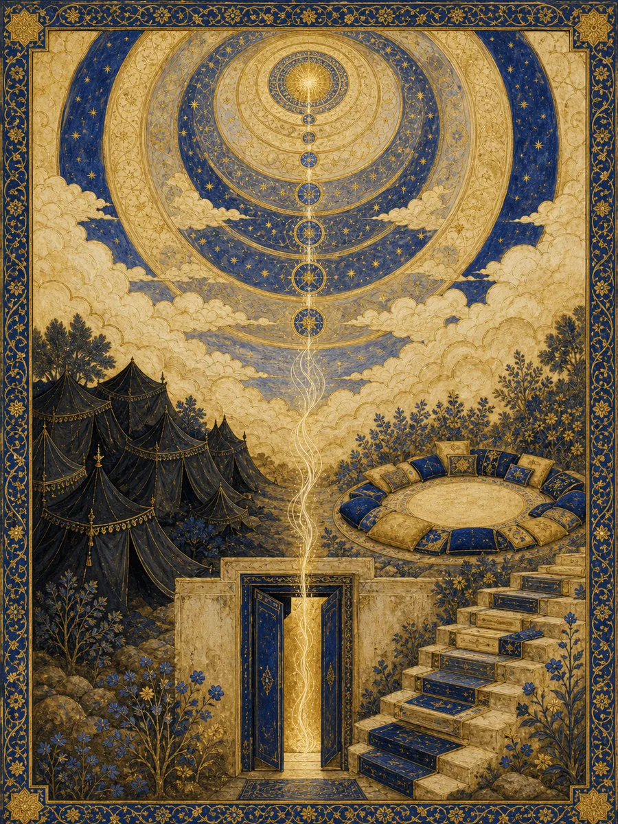 Editorial illuminated painting for Al-Mujaadila, sura 58