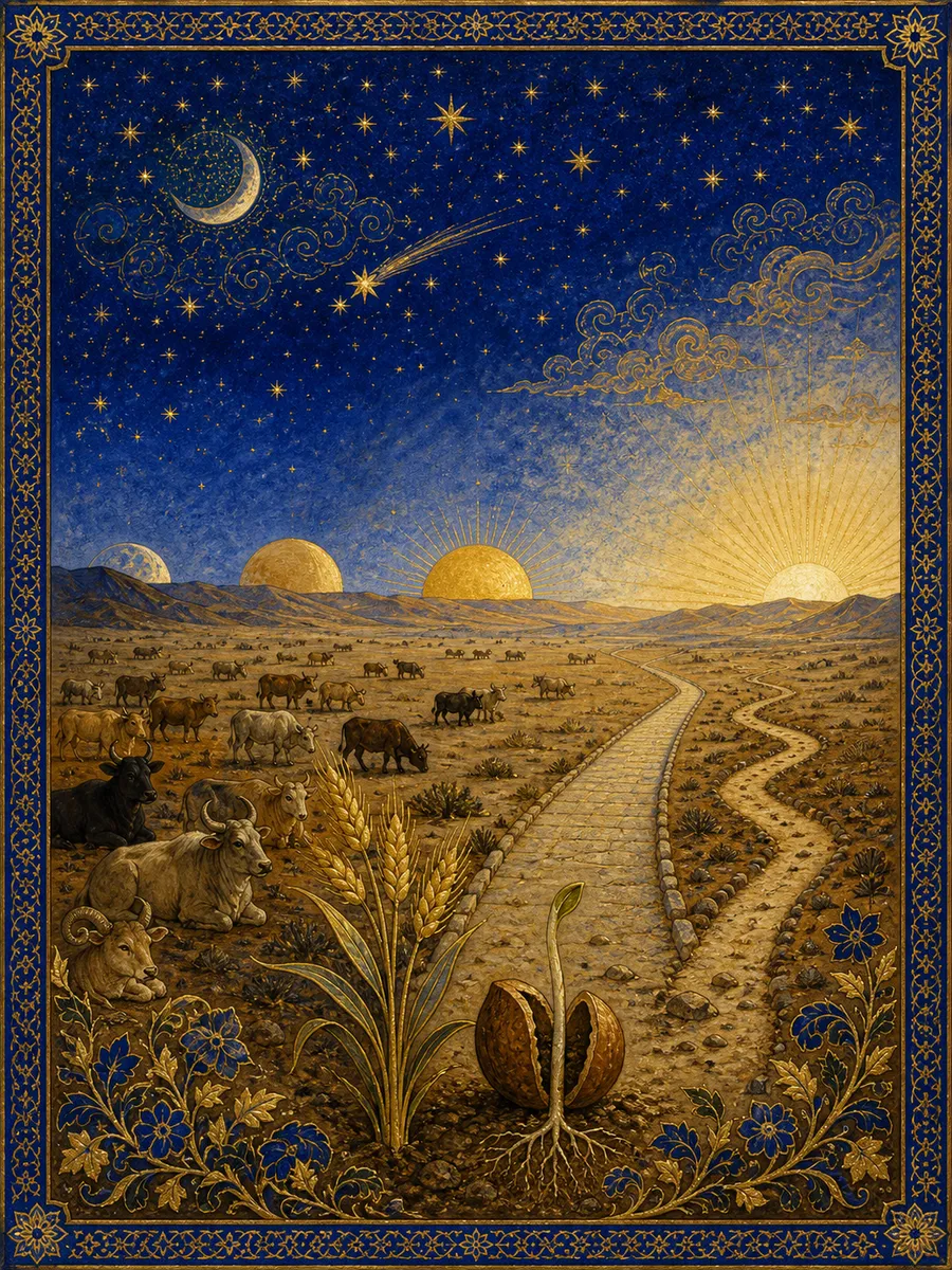 Editorial illuminated painting for Al-An'aam, sura 6