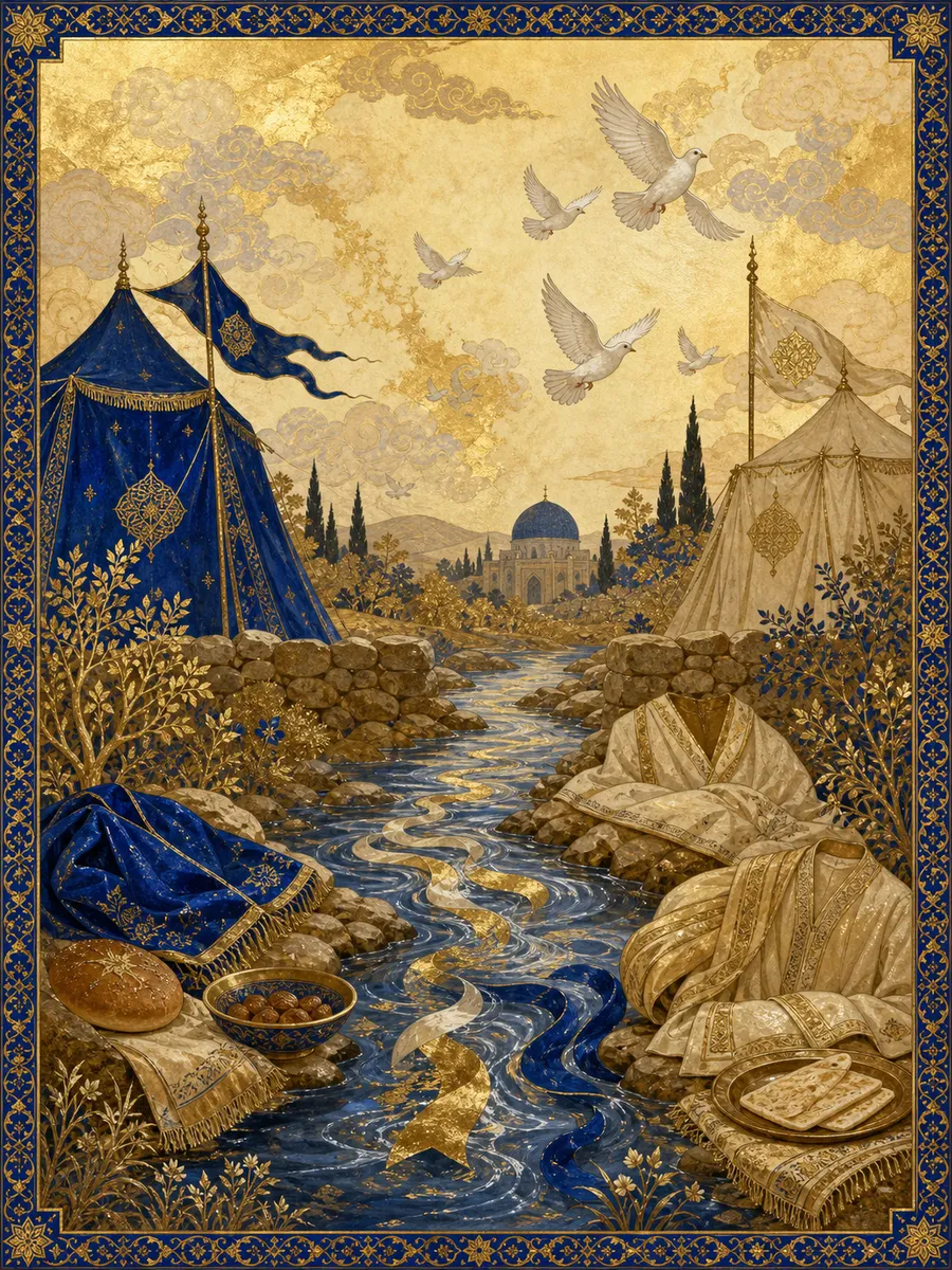 Editorial illuminated painting for Al-Mumtahana, sura 60