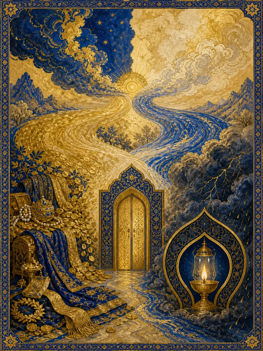 Editorial illuminated painting for At-Taghaabun, sura 64