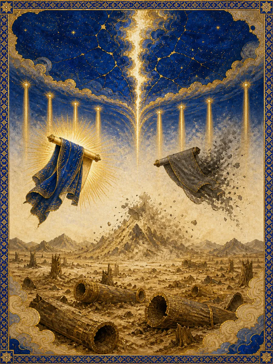 Editorial illuminated painting for Al-Haaqqa, sura 69