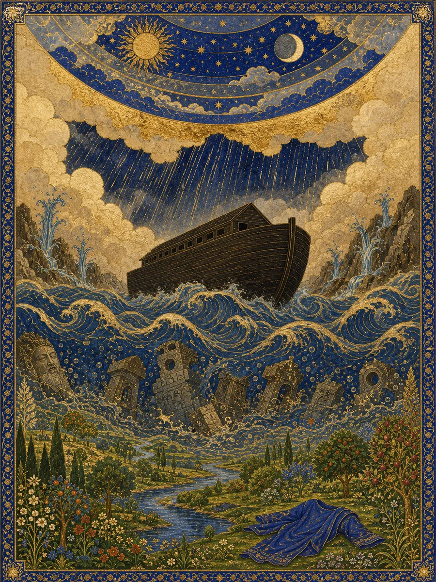 Editorial illuminated painting for Nooh, sura 71