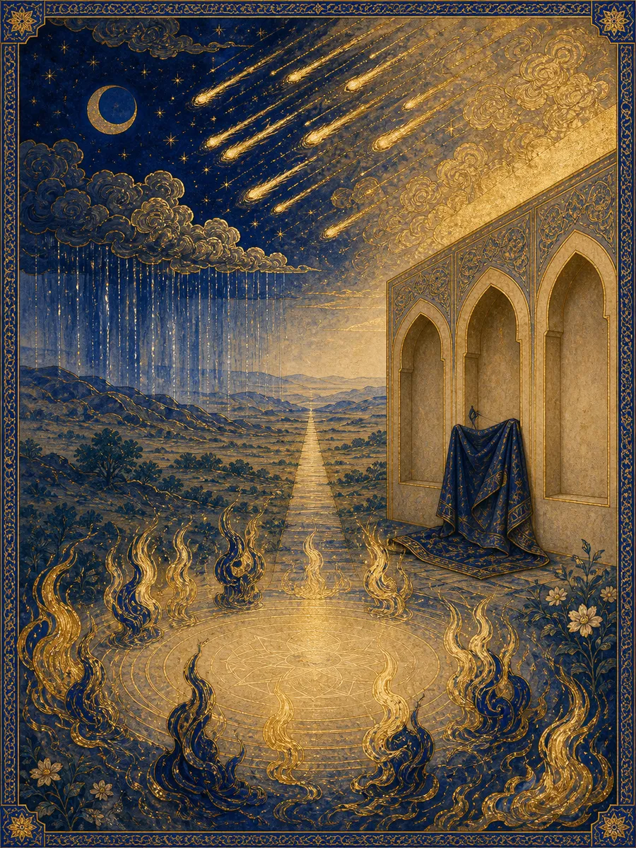 Editorial illuminated painting for Al-Jinn, sura 72