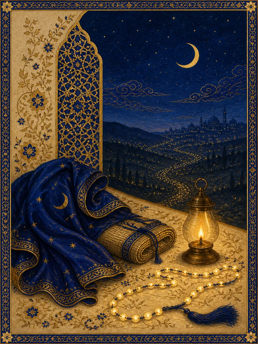 Editorial illuminated painting for Al-Muzzammil, sura 73