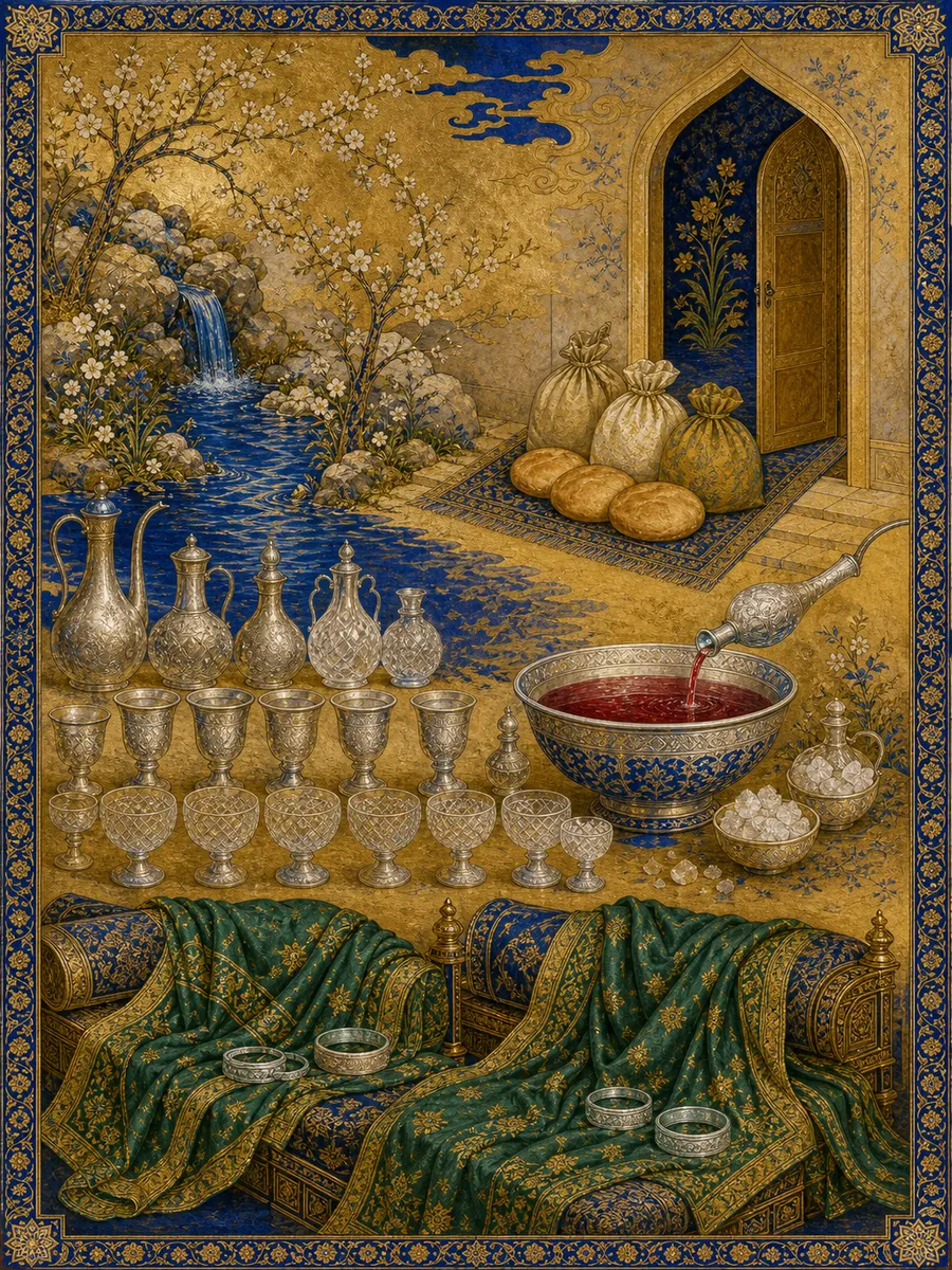 Editorial illuminated painting for Al-Insaan, sura 76