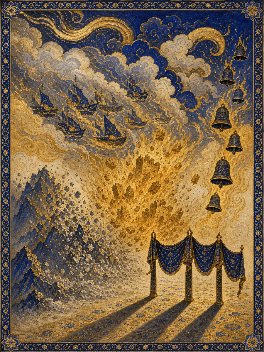 Editorial illuminated painting for Al-Mursalaat, sura 77