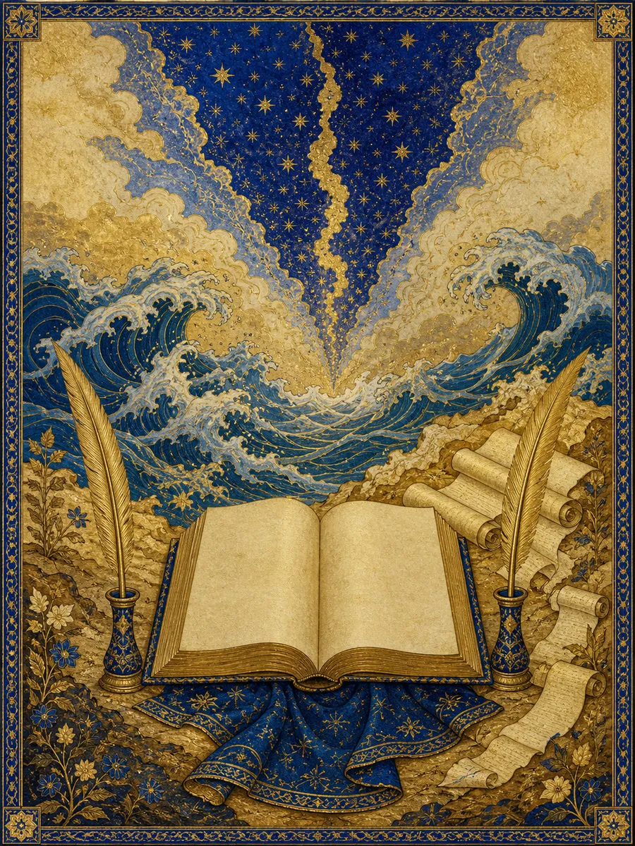 Editorial illuminated painting for Al-Infitaar, sura 82