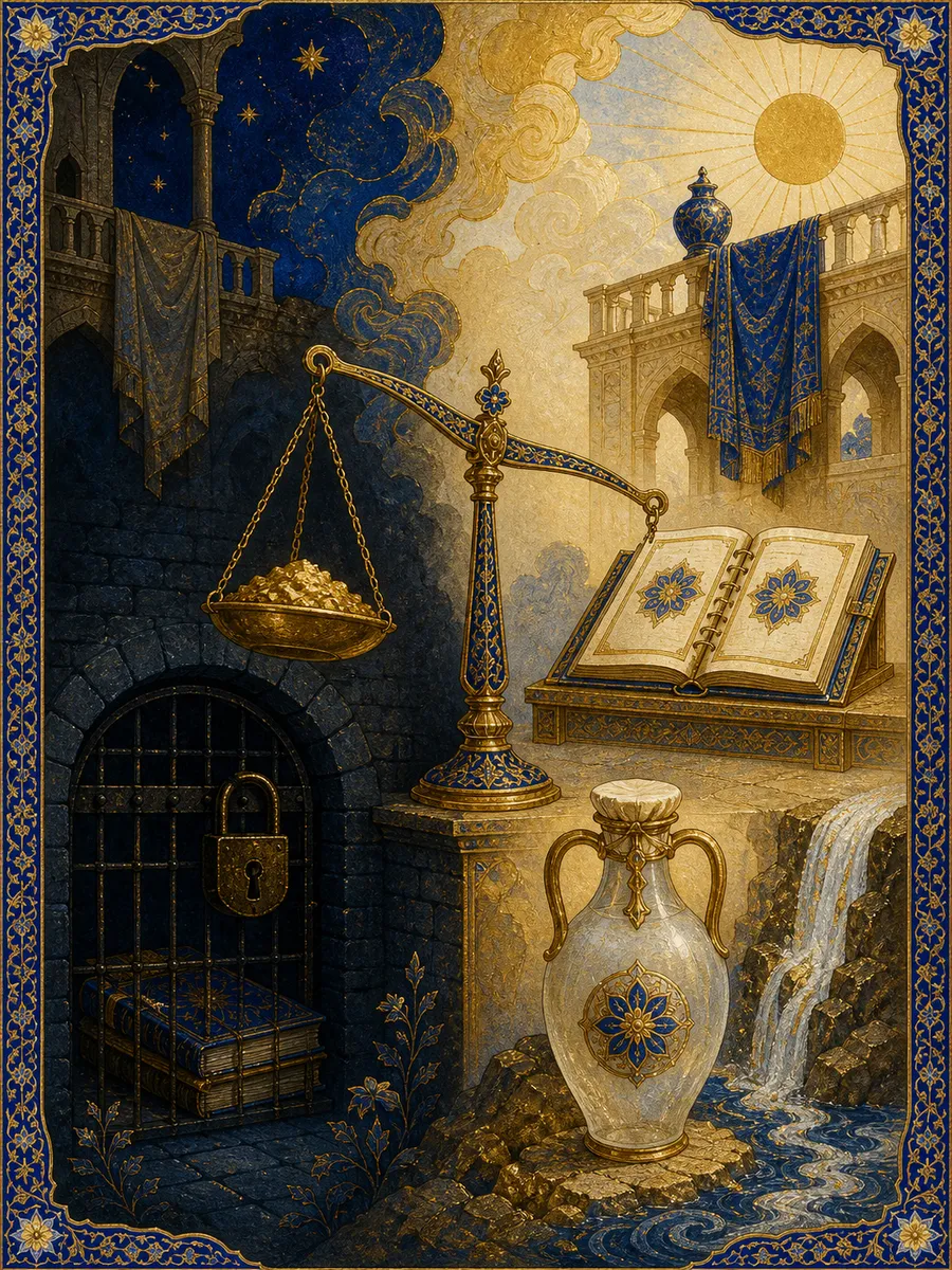 Editorial illuminated painting for Al-Mutaffifin, sura 83