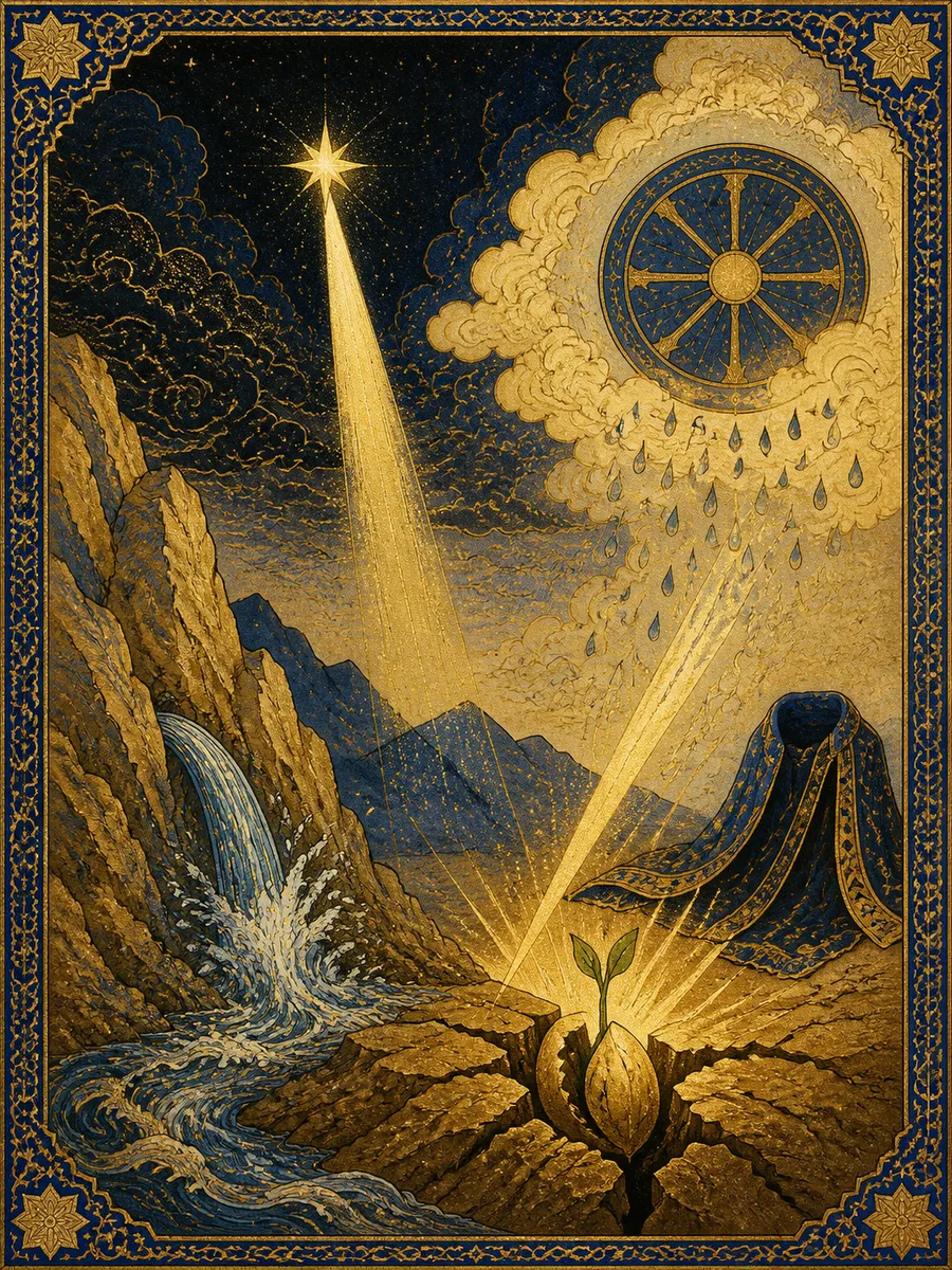 Editorial illuminated painting for At-Taariq, sura 86