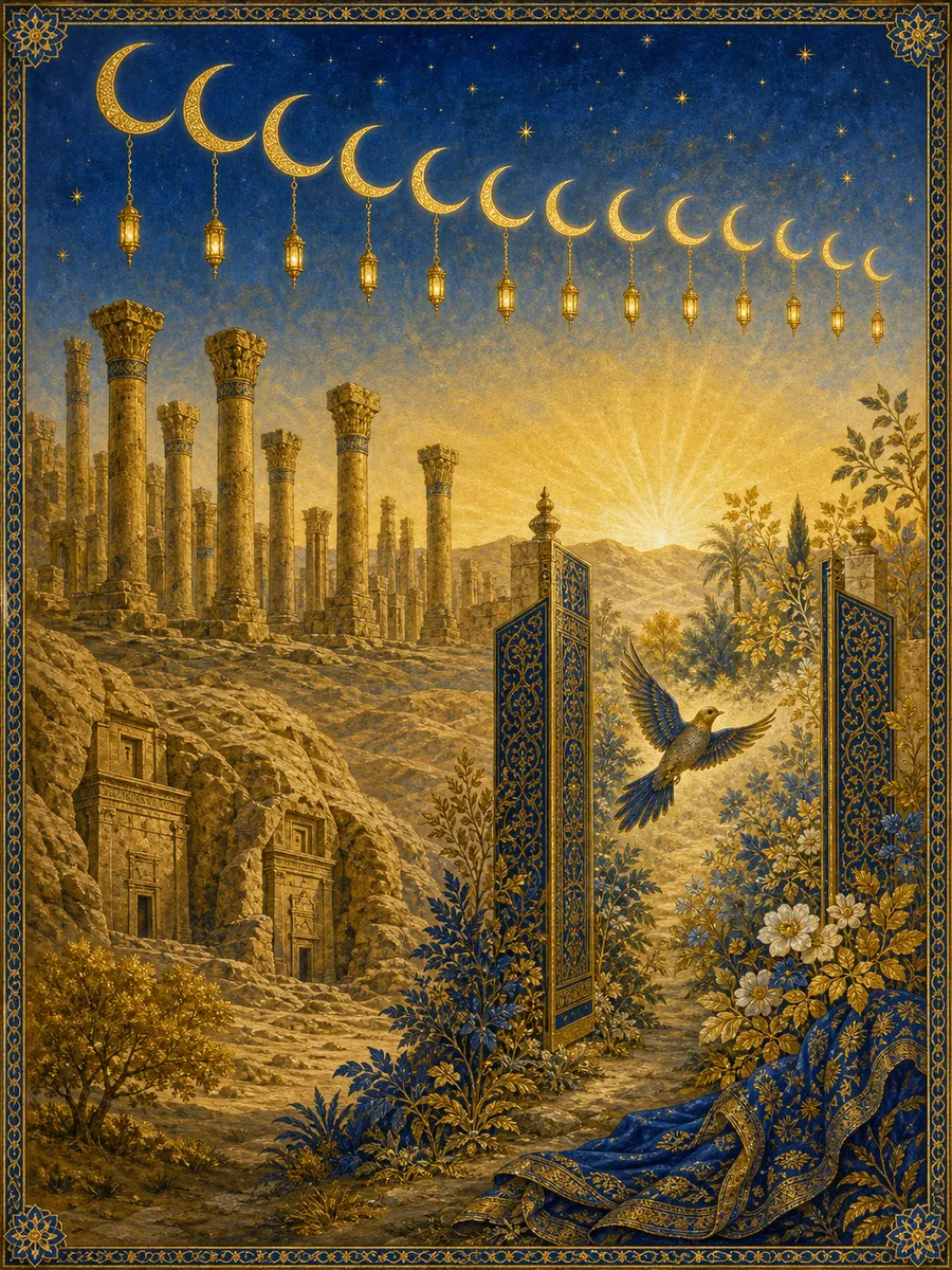 Editorial illuminated painting for Al-Fajr, sura 89