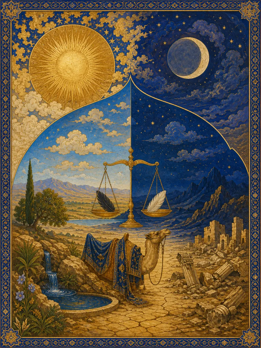Editorial illuminated painting for Ash-Shams, sura 91