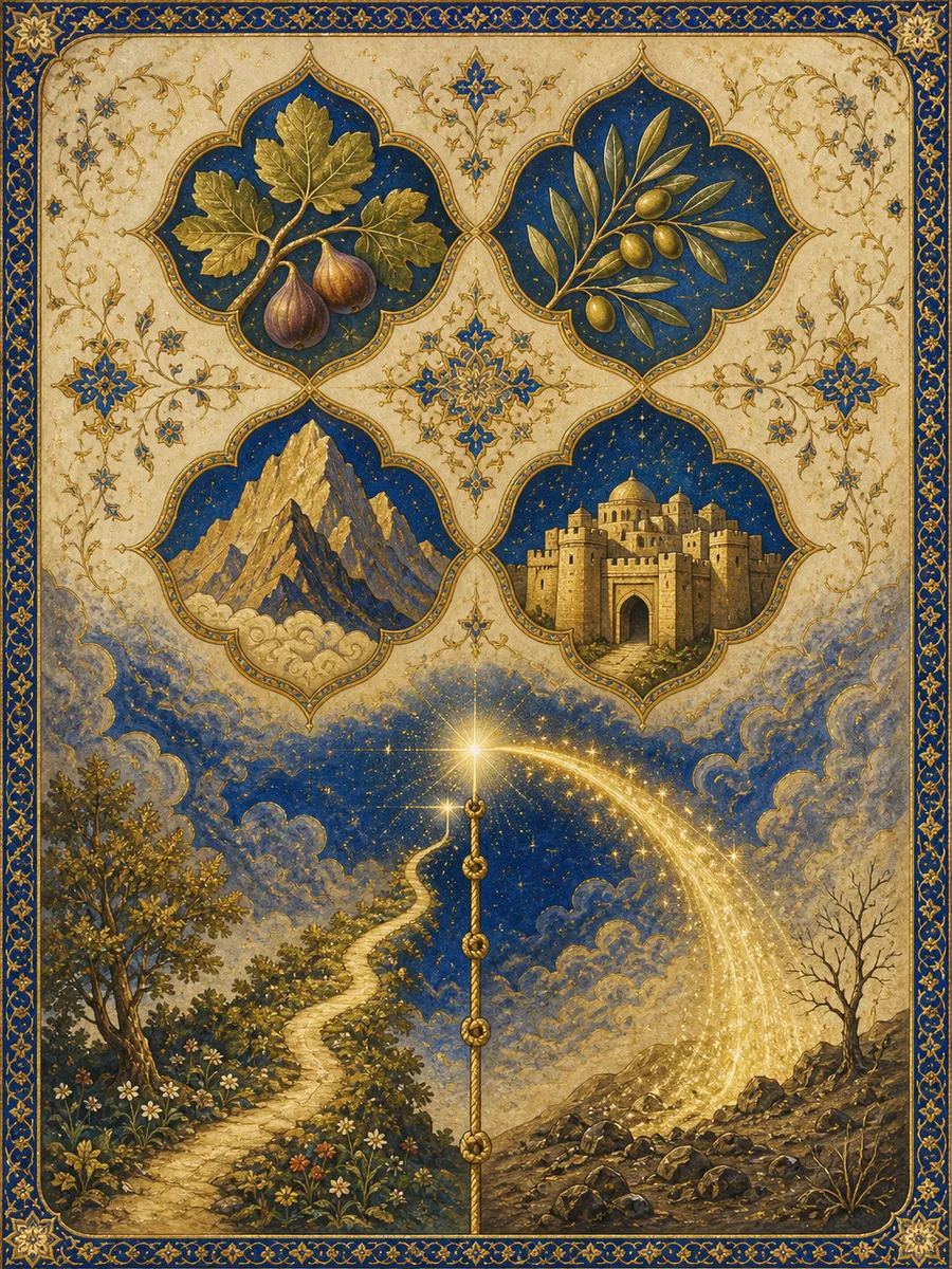 Editorial illuminated painting for At-Tin, sura 95