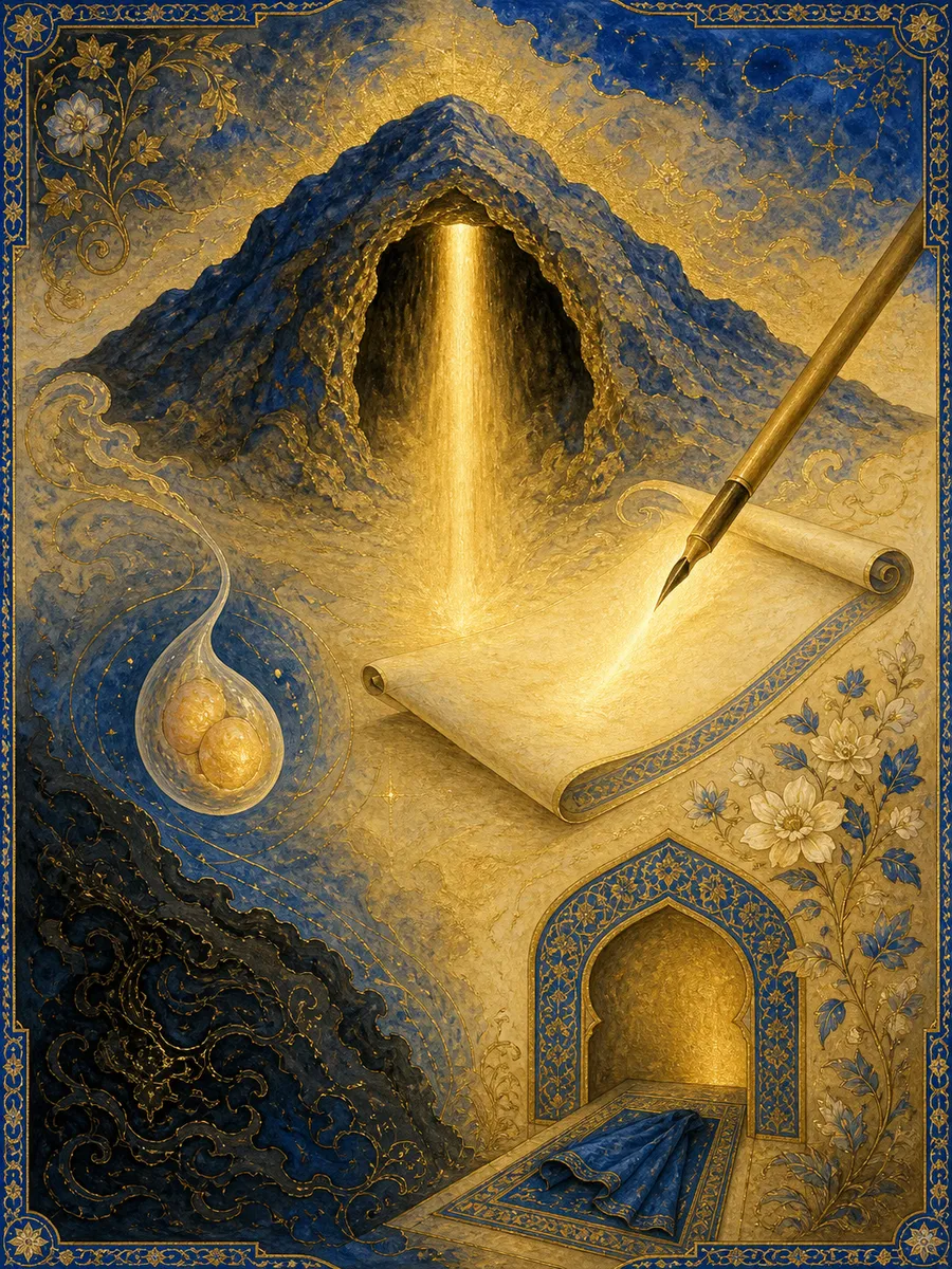 Editorial illuminated painting for Al-Alaq, sura 96