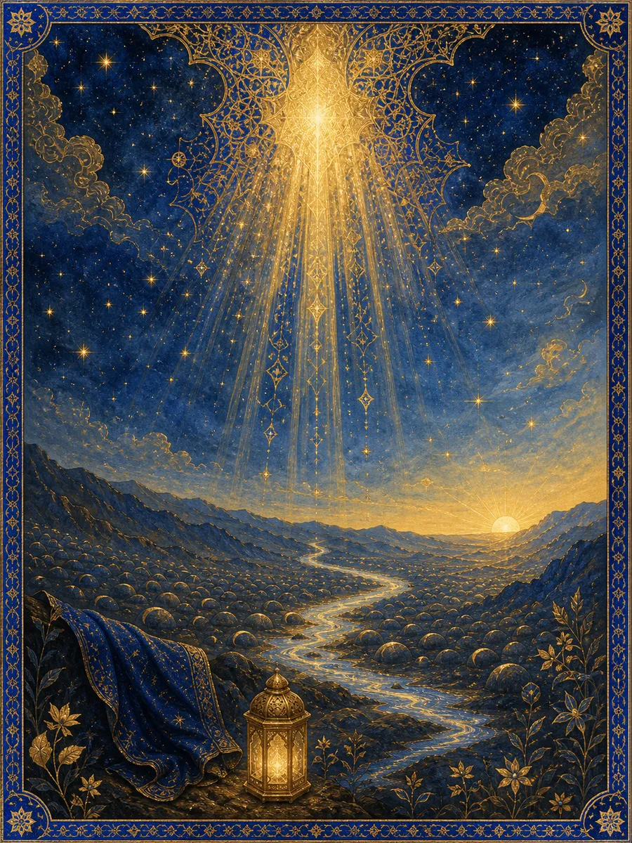 Editorial illuminated painting for Al-Qadr, sura 97