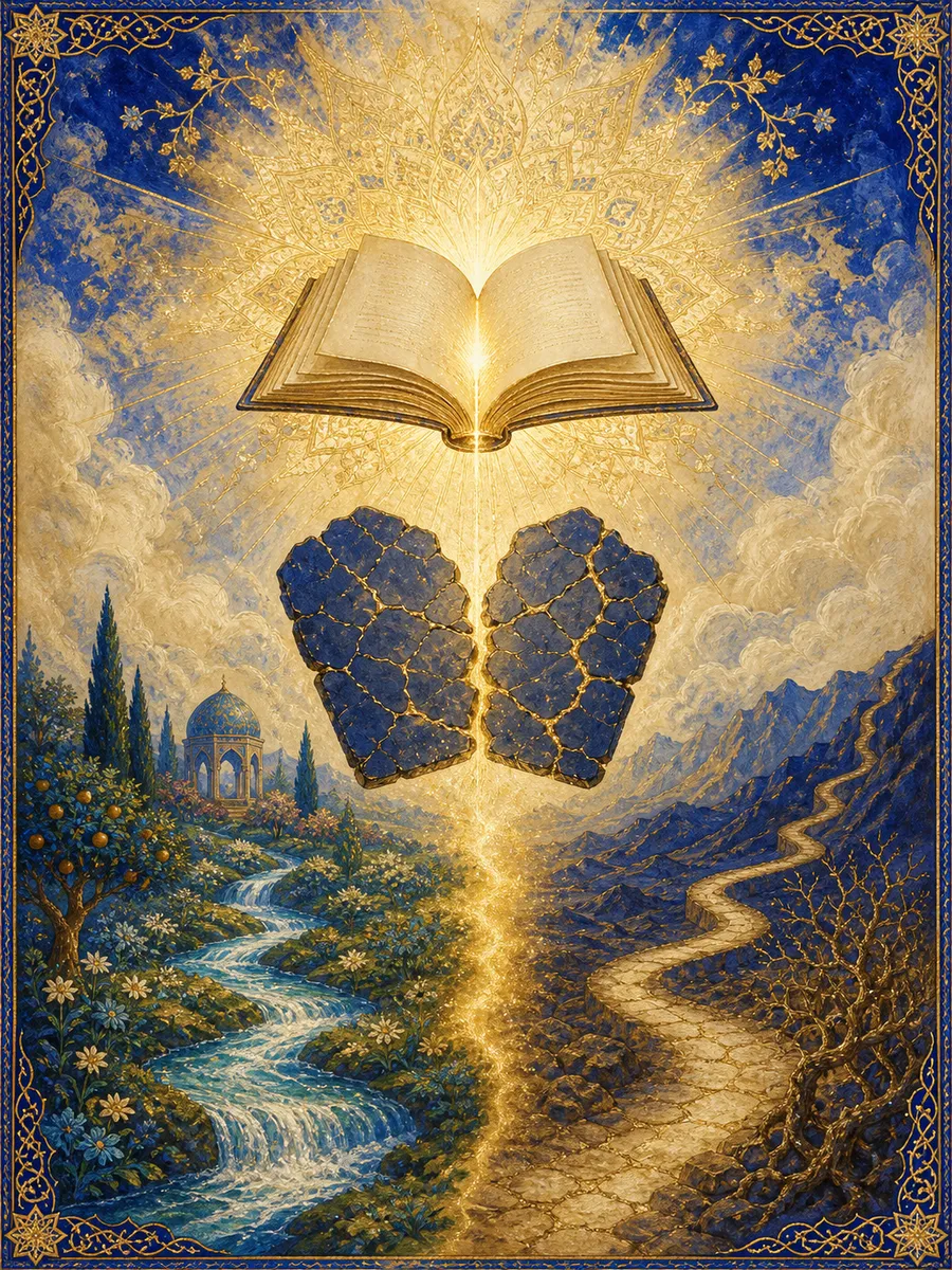 Editorial illuminated painting for Al-Bayyina, sura 98
