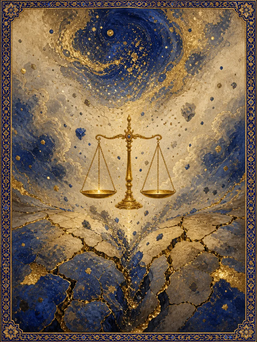 Editorial illuminated painting for Az-Zalzala, sura 99